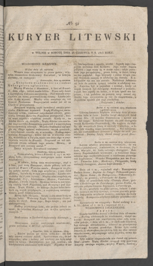 Kuryer Litewski. 1815, numer 51