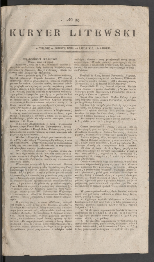 Kuryer Litewski. 1815, numer 59
