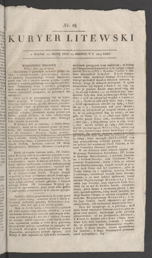 Kuryer Litewski. 1815, numer 68