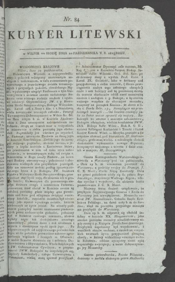 Kuryer Litewski. 1815, numer 84