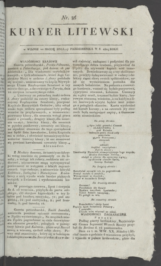 Kuryer Litewski. 1815, numer 86