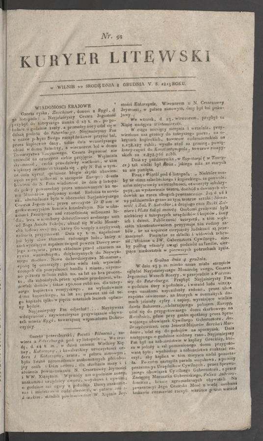Kuryer Litewski. 1815, numer 98