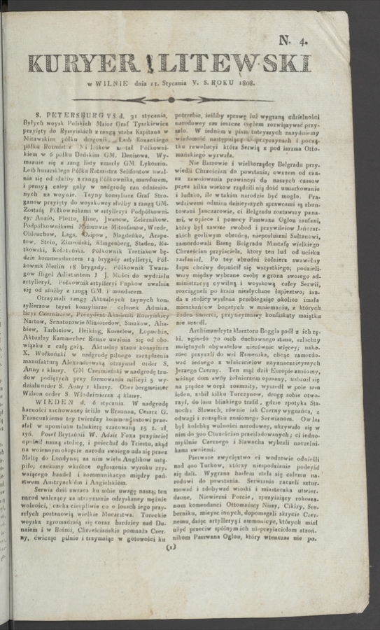 Kuryer Litewski. 1808, numero 4