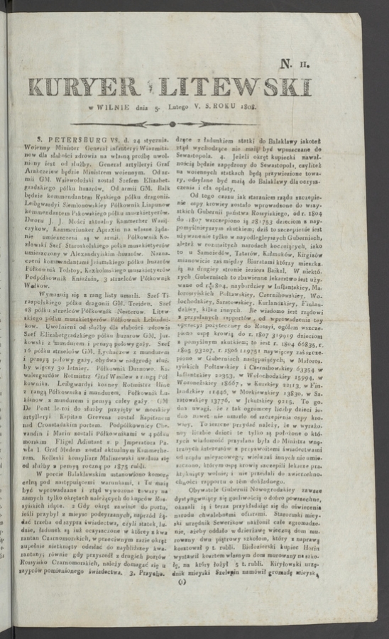 Kuryer Litewski. 1808, numero 11