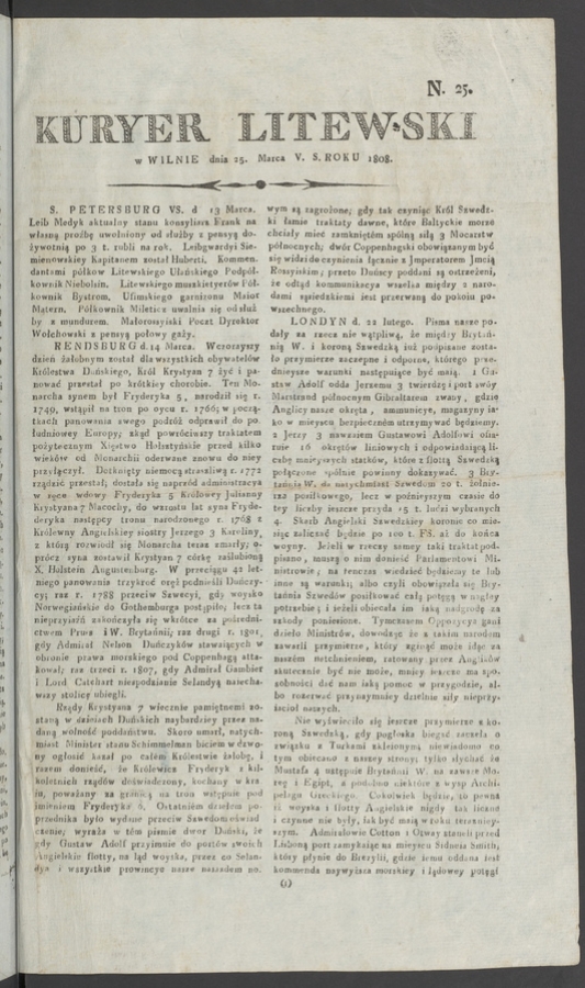Kuryer Litewski. 1808, numero 25