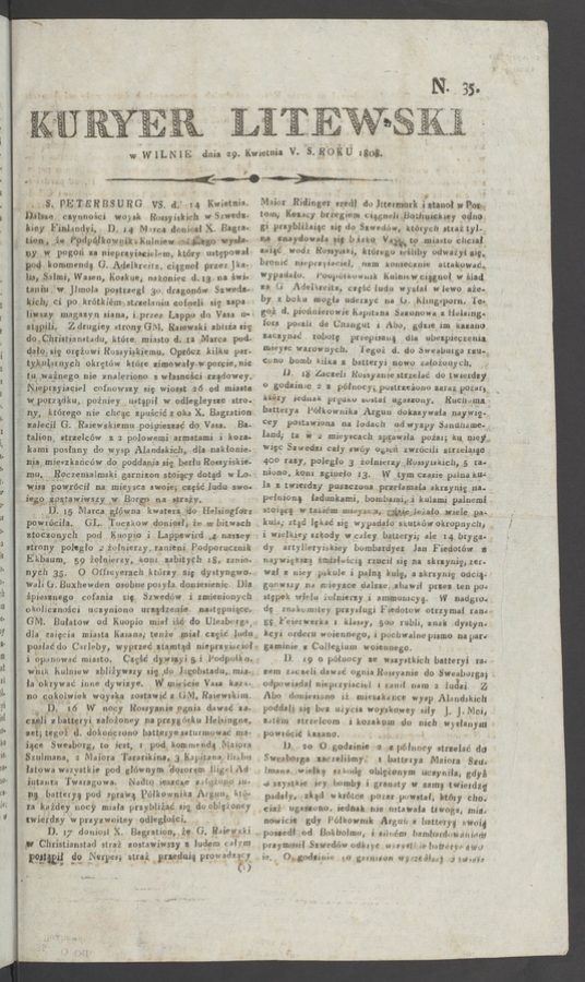 Kuryer Litewski. 1808, numero 35