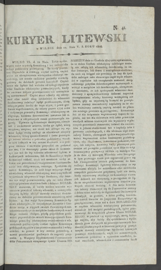 Kuryer Litewski. 1808, numero 41