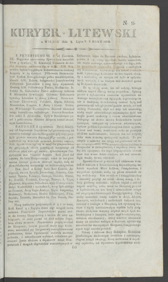Kuryer Litewski. 1808, numero 55