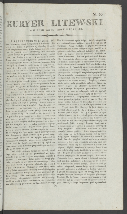 Kuryer Litewski. 1808, numero 60