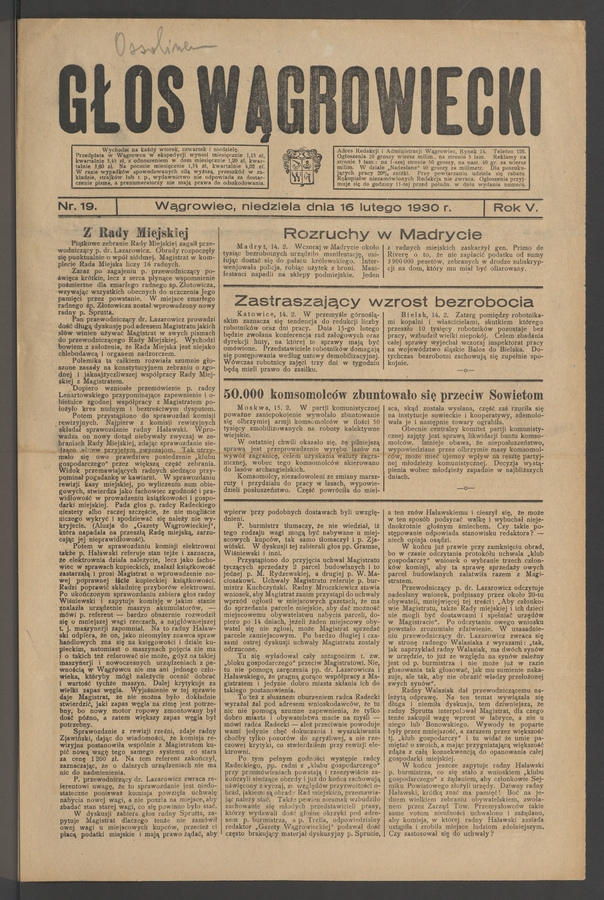Głos Wągrowiecki. Rok 5, 1930, numer 19