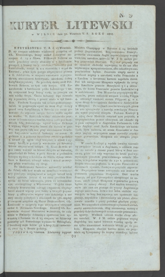 Kuryer Litewski. 1808, numero 79