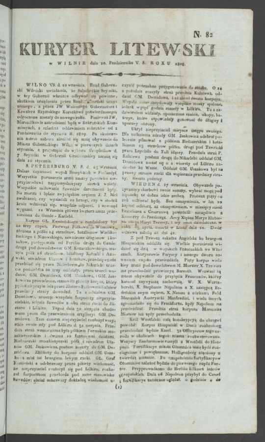 Kuryer Litewski. 1808, numero 82