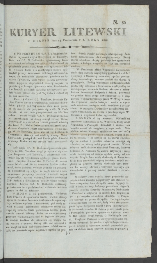 Kuryer Litewski. 1808, numero 86
