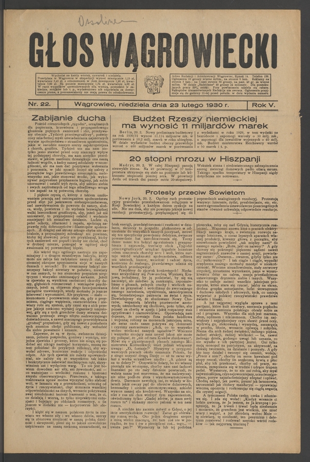 Głos Wągrowiecki. Rok 5, 1930, numer 22