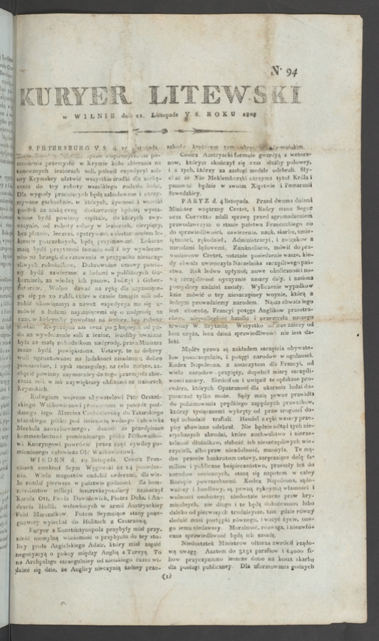 Kuryer Litewski. 1808, numero 94