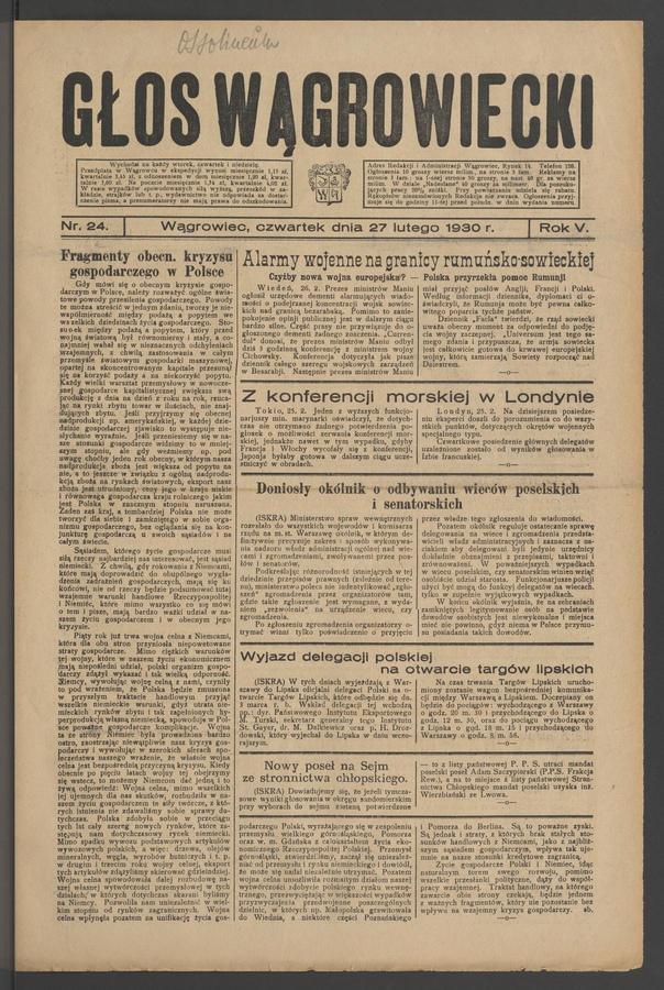 Głos Wągrowiecki. Rok 5, 1930, numer 24