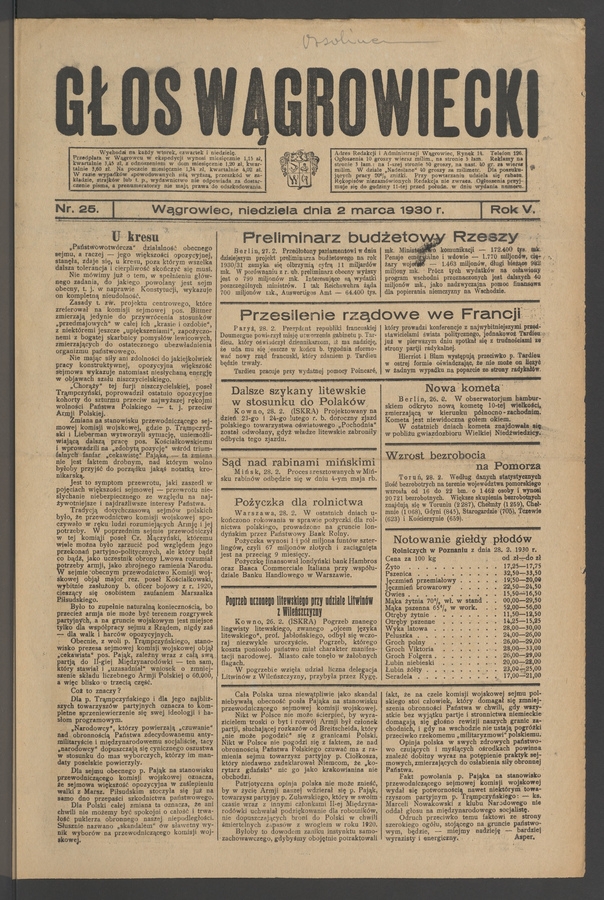 Głos Wągrowiecki. Rok 5, 1930, numer 25