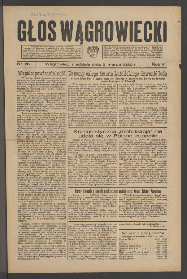 Głos Wągrowiecki. Rok 5, 1930, numer 28
