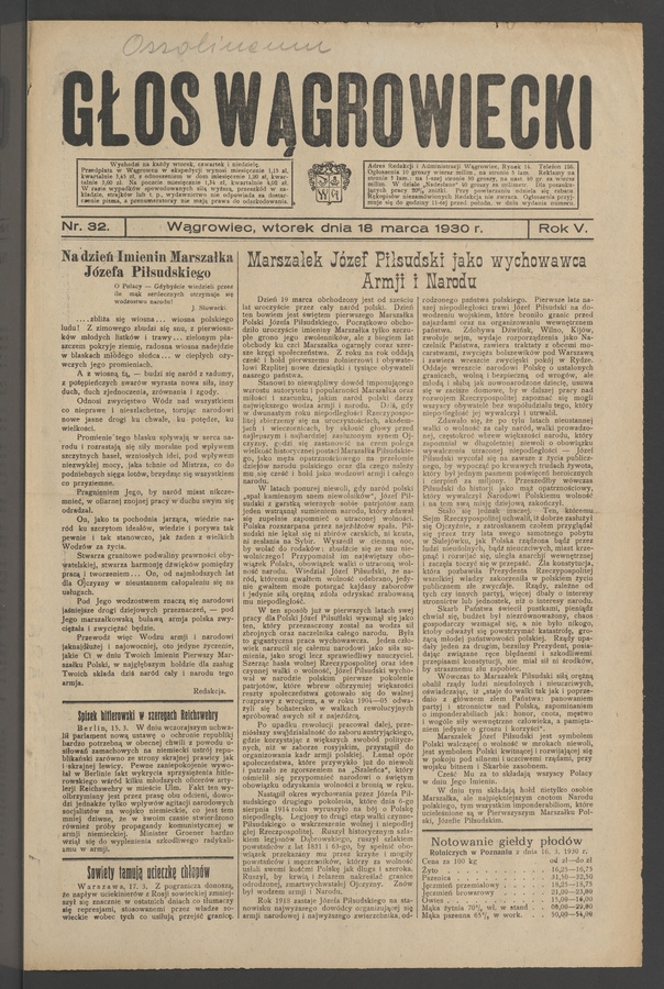 Głos Wągrowiecki. Rok 5, 1930, numer 32