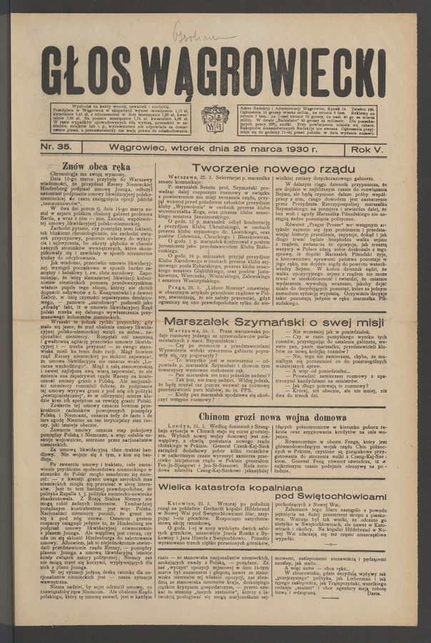 Głos Wągrowiecki. Rok 5, 1930, numer 35