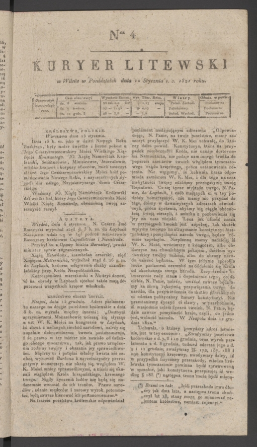 Kuryer Litewski. 1821, numer 4