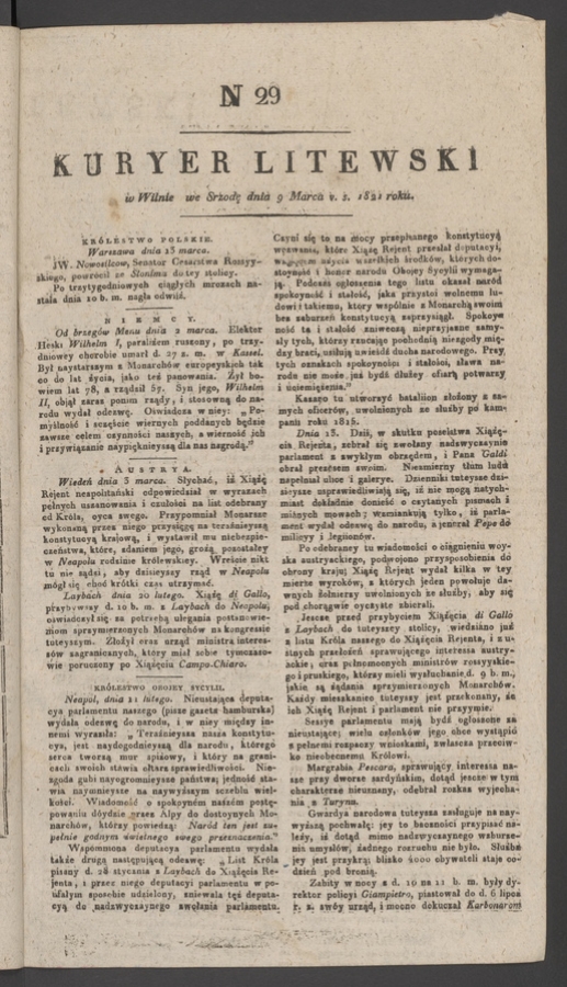 Kuryer Litewski. 1821, numer 29