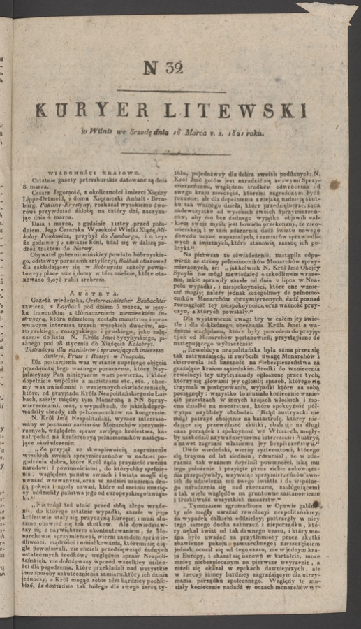 Kuryer Litewski. 1821, numer 32