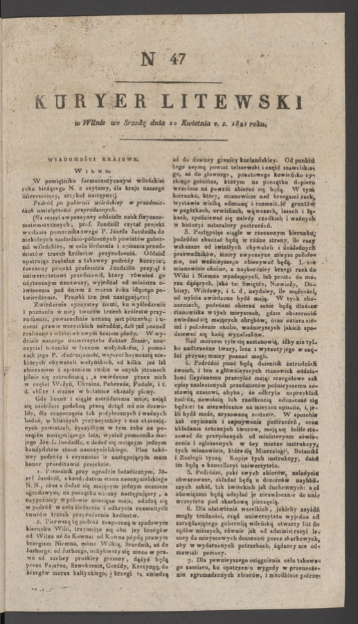 Kuryer Litewski. 1821, numer 47