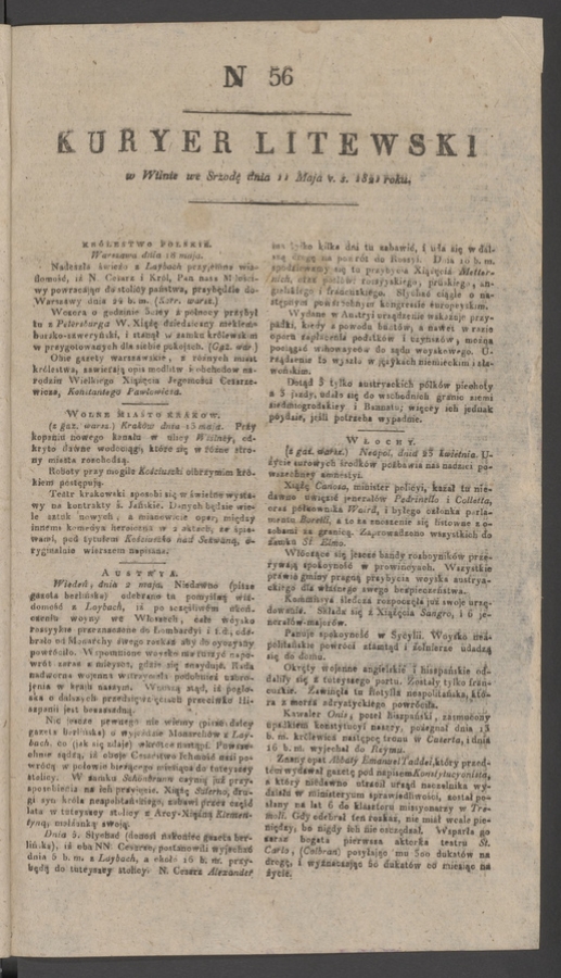 Kuryer Litewski. 1821, numer 56