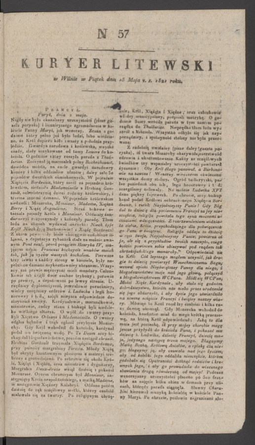 Kuryer Litewski. 1821, numer 57