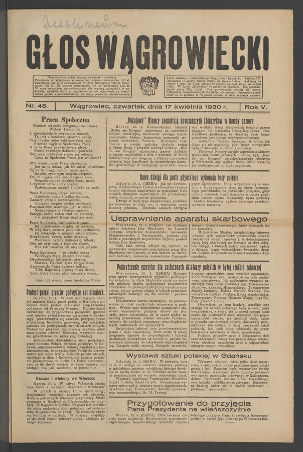 Głos Wągrowiecki. Rok 5, 1930, numer 45