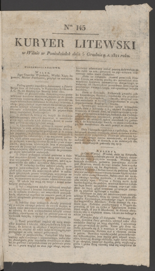 Kuryer Litewski. 1821, numer 145