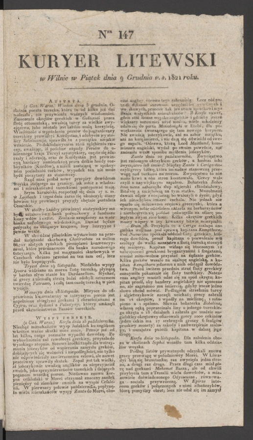 Kuryer Litewski. 1821, numer 147
