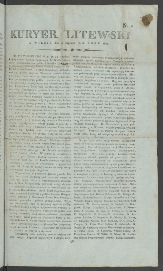 Kuryer Litewski. 1809, numero 2