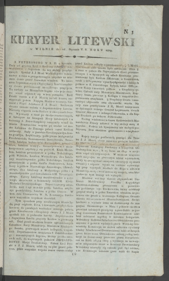 Kuryer Litewski. 1809, numero 5