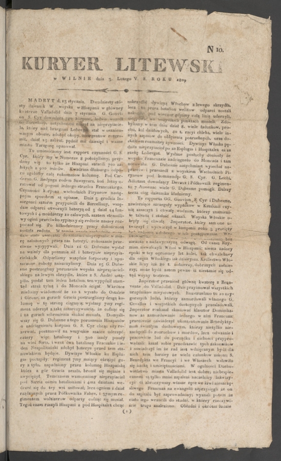 Kuryer Litewski. 1809, numero 10