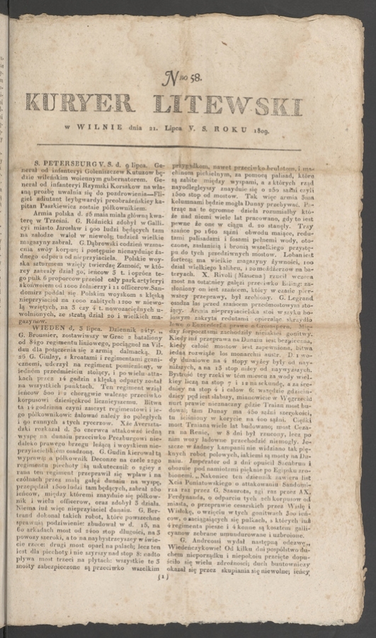 Kuryer Litewski. 1809, numero 58