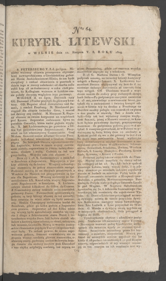 Kuryer Litewski. 1809, numero 64