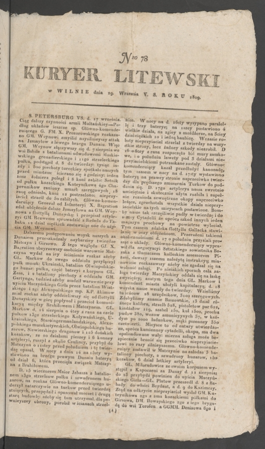 Kuryer Litewski. 1809, numero 78