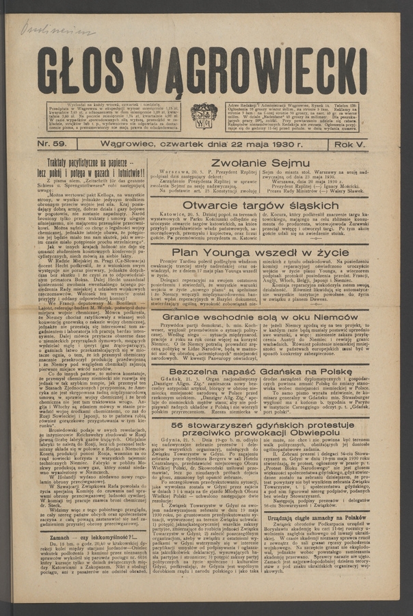 Głos Wągrowiecki. Rok 5, 1930, numer 59