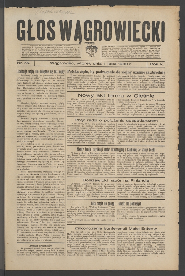 Głos Wągrowiecki. Rok 5, 1930, numer 75