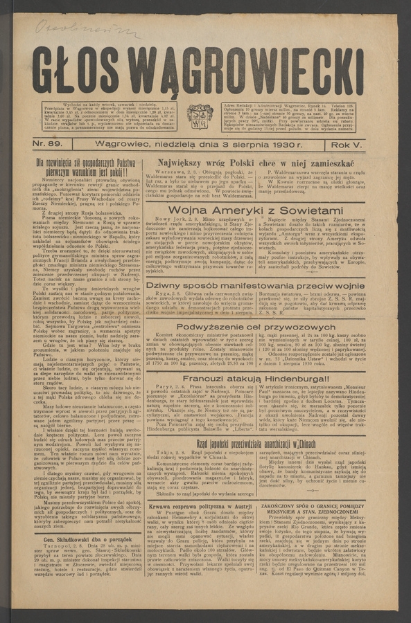 Głos Wągrowiecki. Rok 5, 1930, numer 89