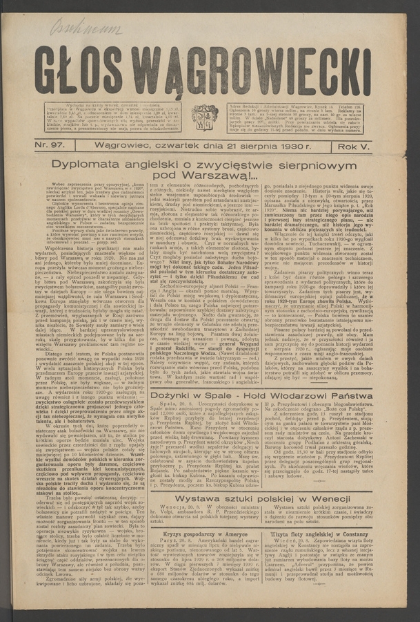 Głos Wągrowiecki. Rok 5, 1930, numer 97