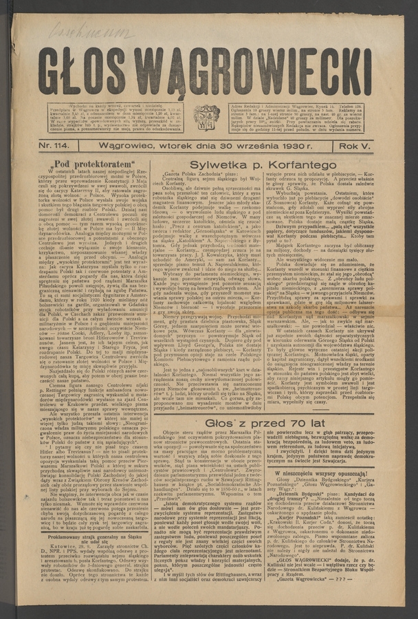 Głos Wągrowiecki. Rok 5, 1930, numer 114