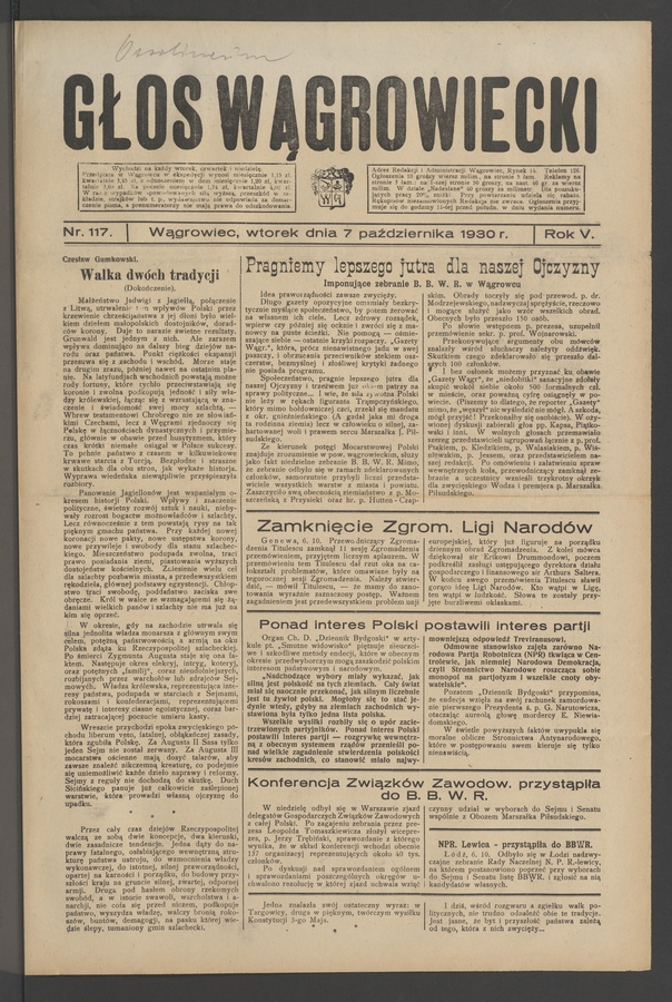 Głos Wągrowiecki. Rok 5, 1930, numer 117