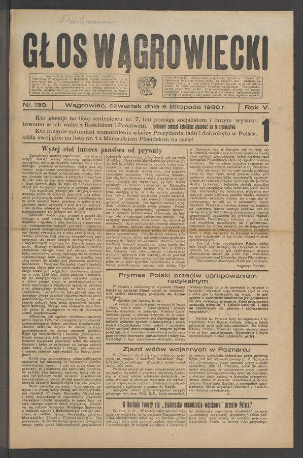 Głos Wągrowiecki. Rok 5, 1930, numer 130