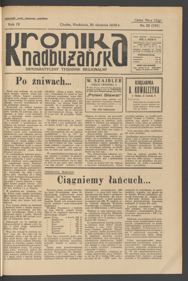 Kronika Nadbużańska&nbsp;: demokratyczny tygodnik regjonalny. Rok&nbsp;4, 1936, numer&nbsp;35