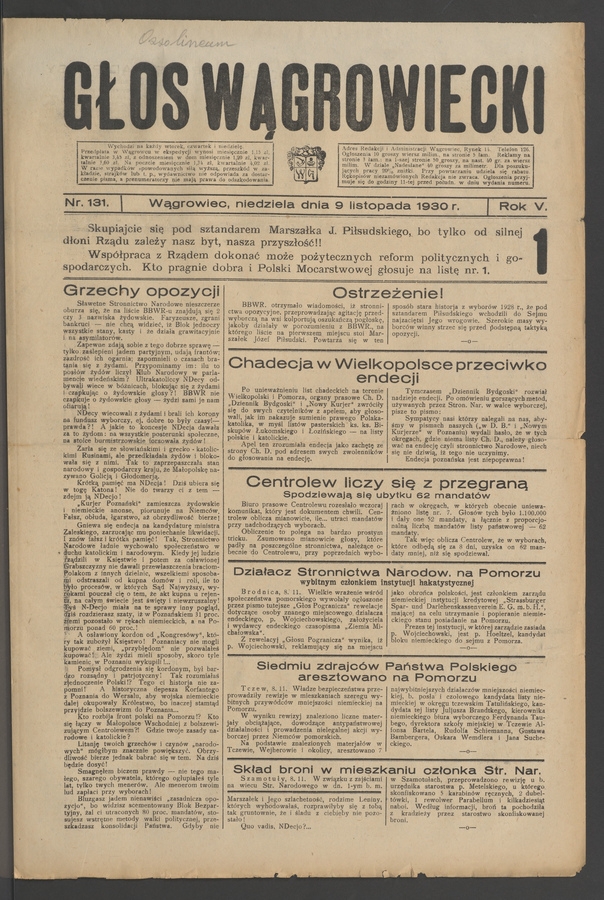 Głos Wągrowiecki. Rok 5, 1930, numer 131