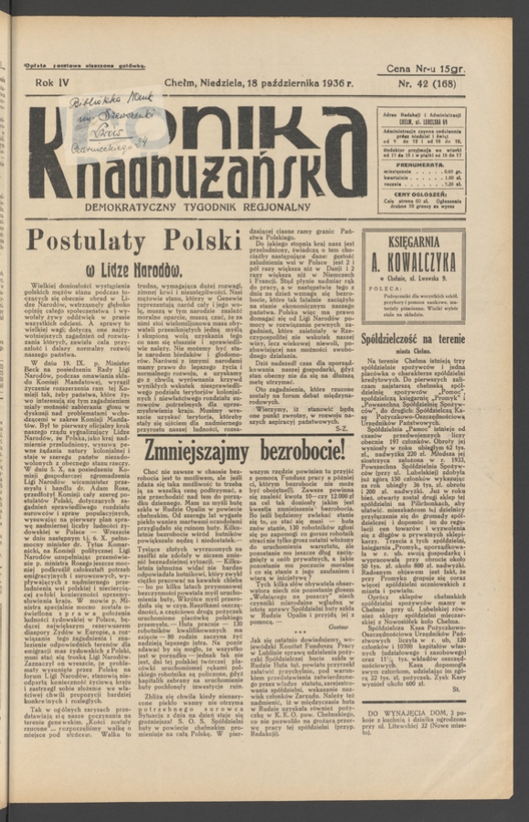 Kronika Nadbużańska&nbsp;: demokratyczny tygodnik regjonalny. Rok&nbsp;4, 1936, numer&nbsp;42