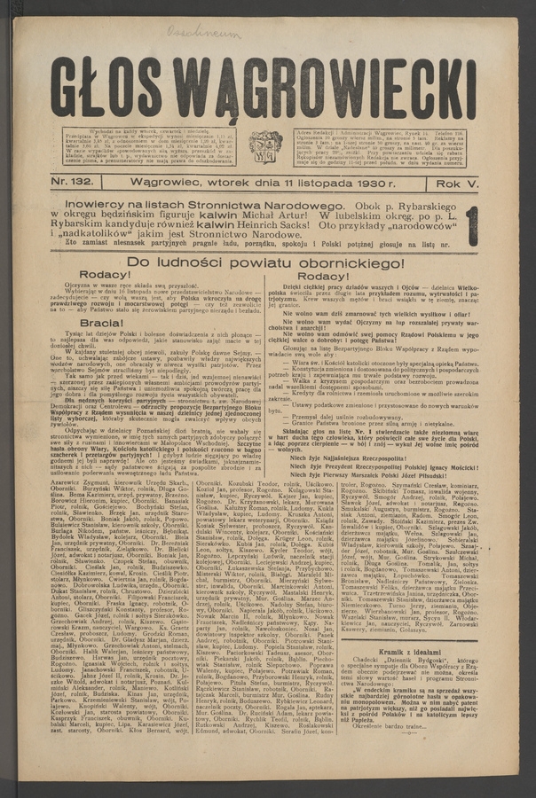 Głos Wągrowiecki. Rok 5, 1930, numer 132